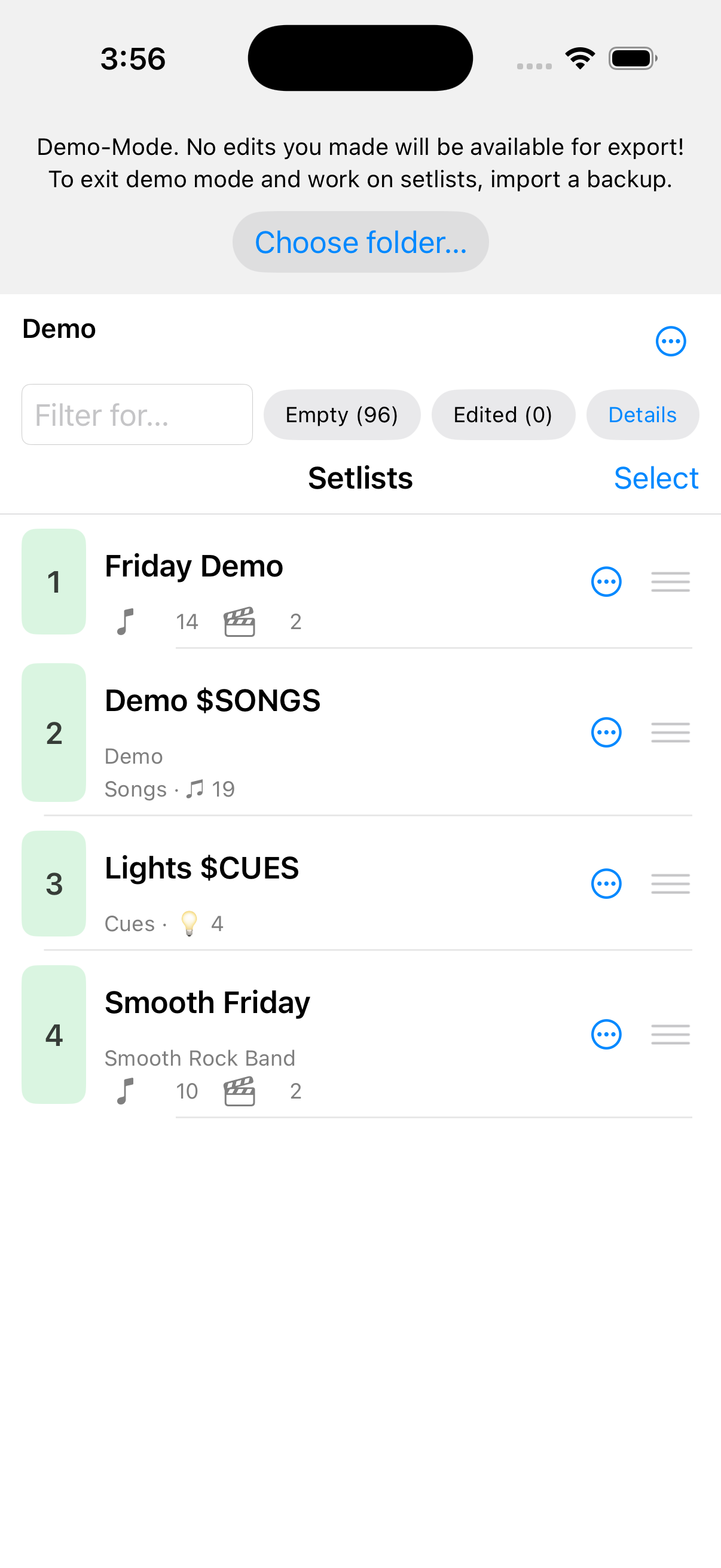 Open demo list