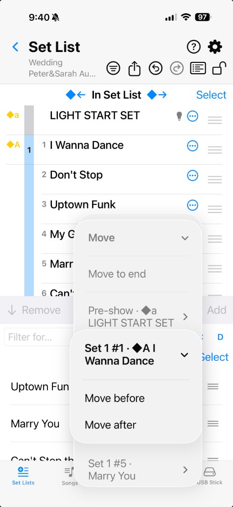 Move menu