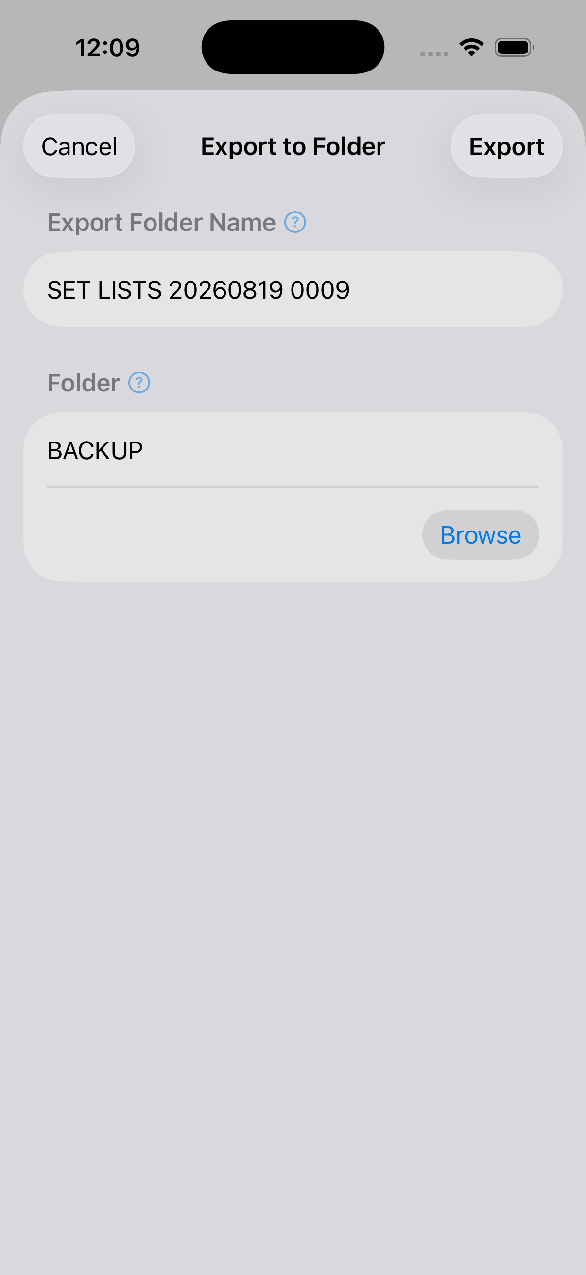 Export to Folder confirm