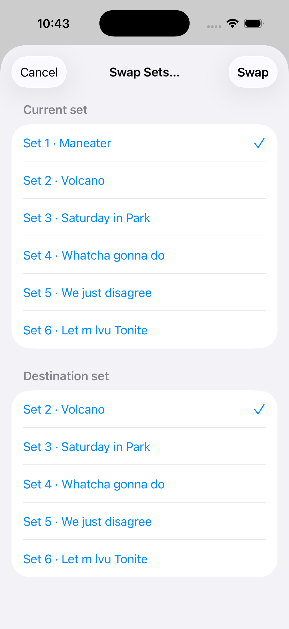 Swap Sets