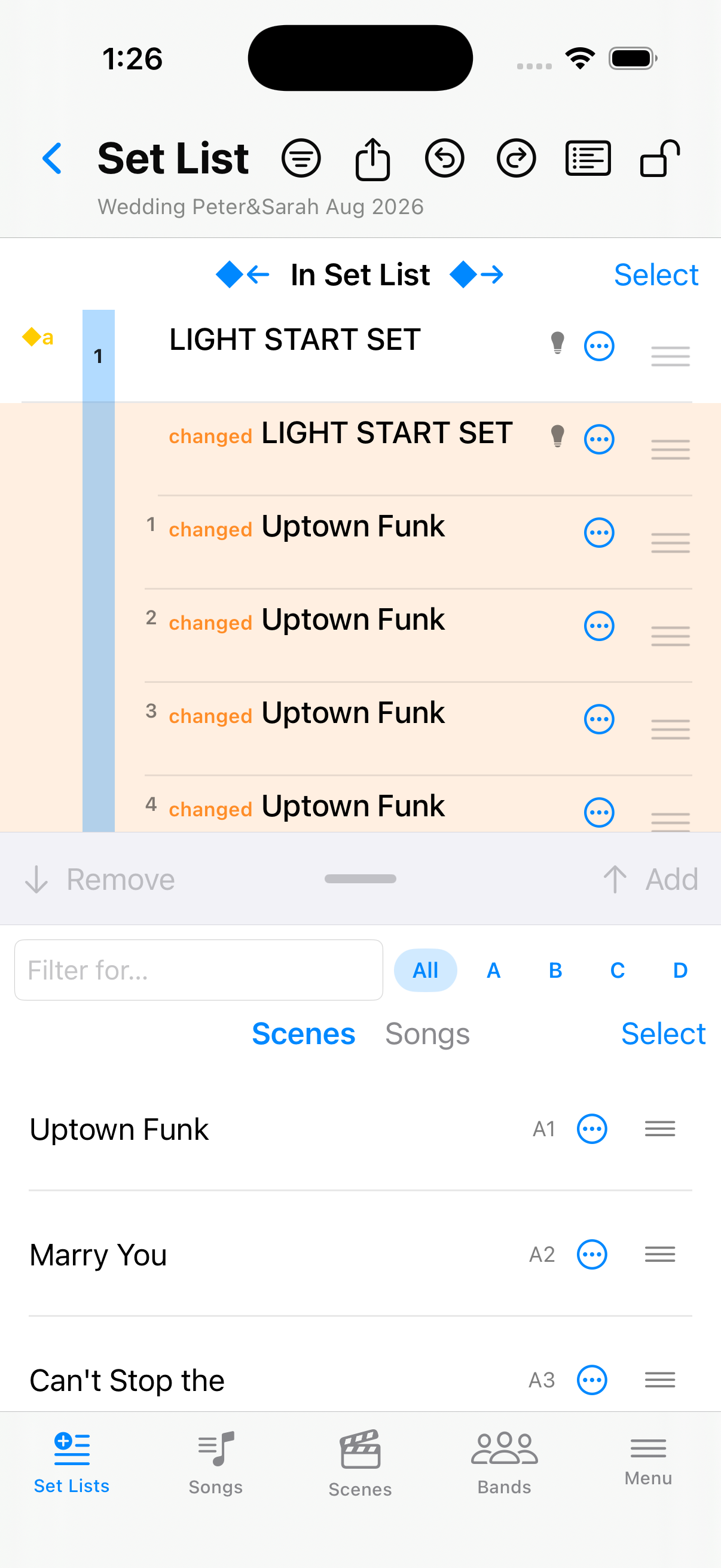 Open set list