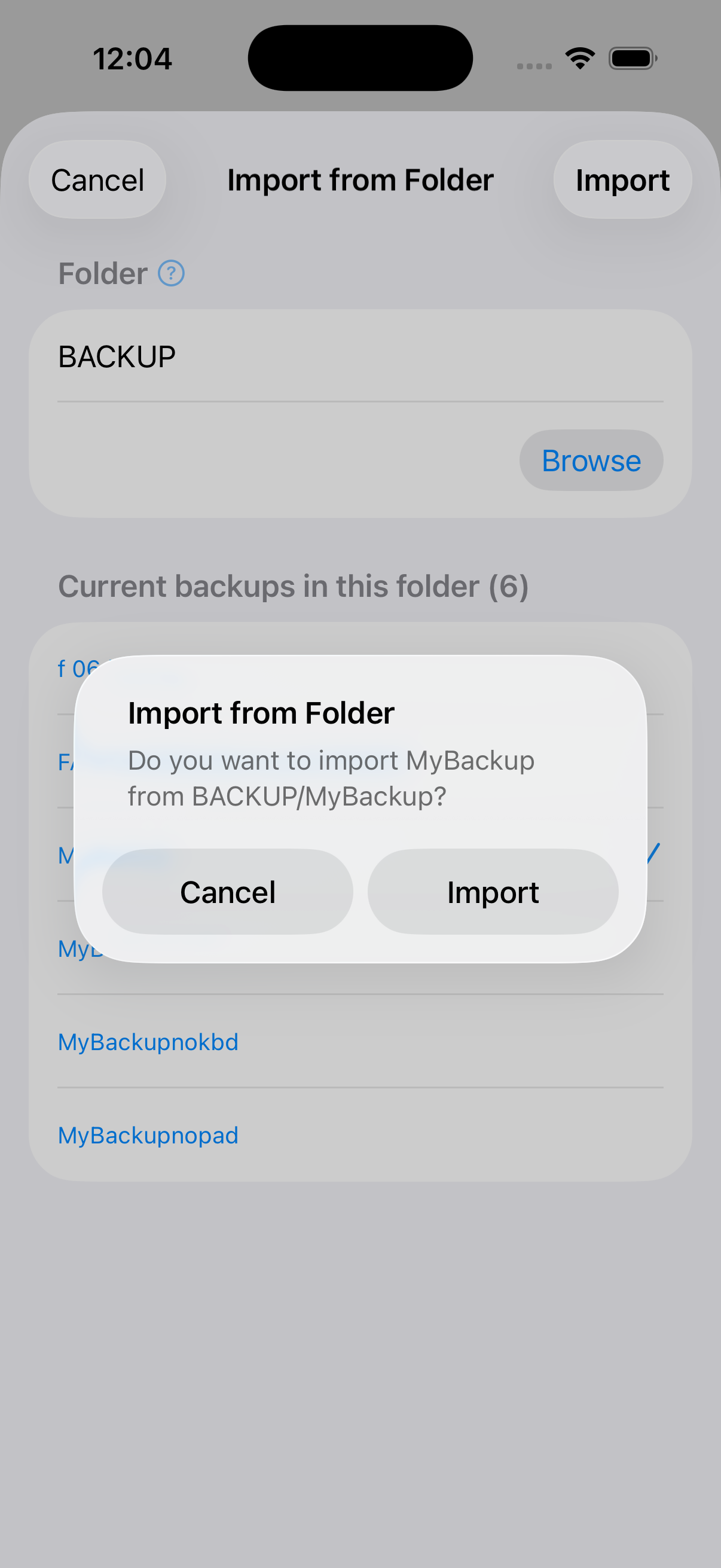 Import from Folder confirm