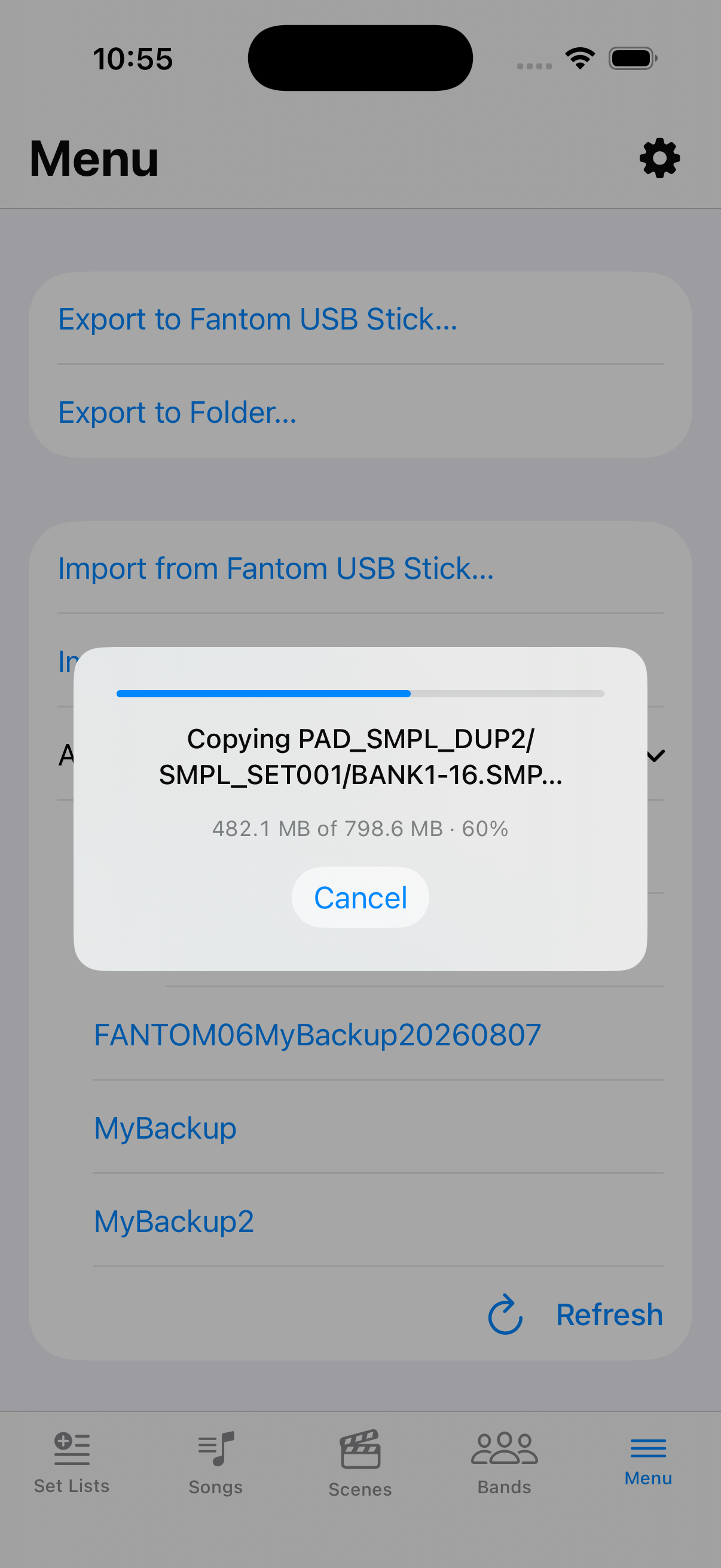 Importing progress