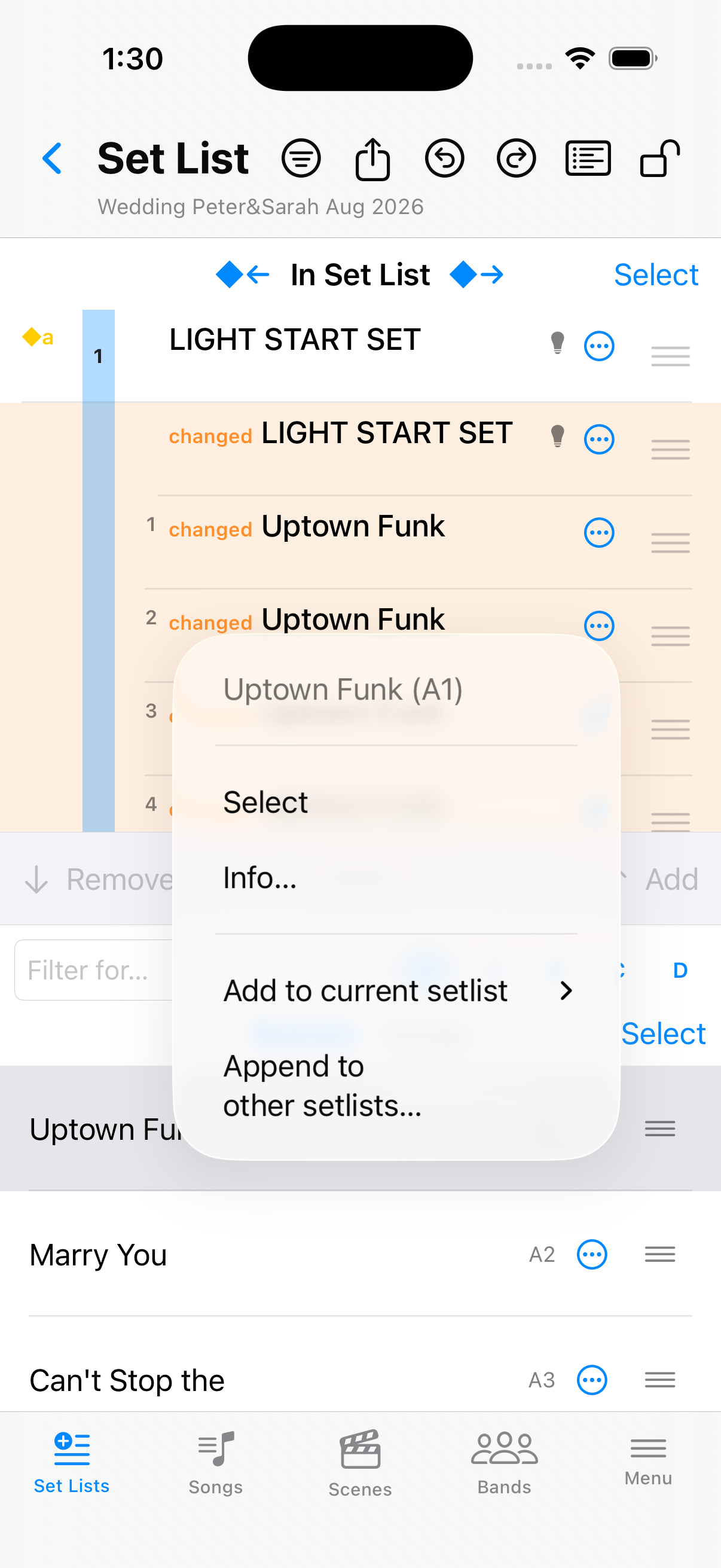 Picker menu