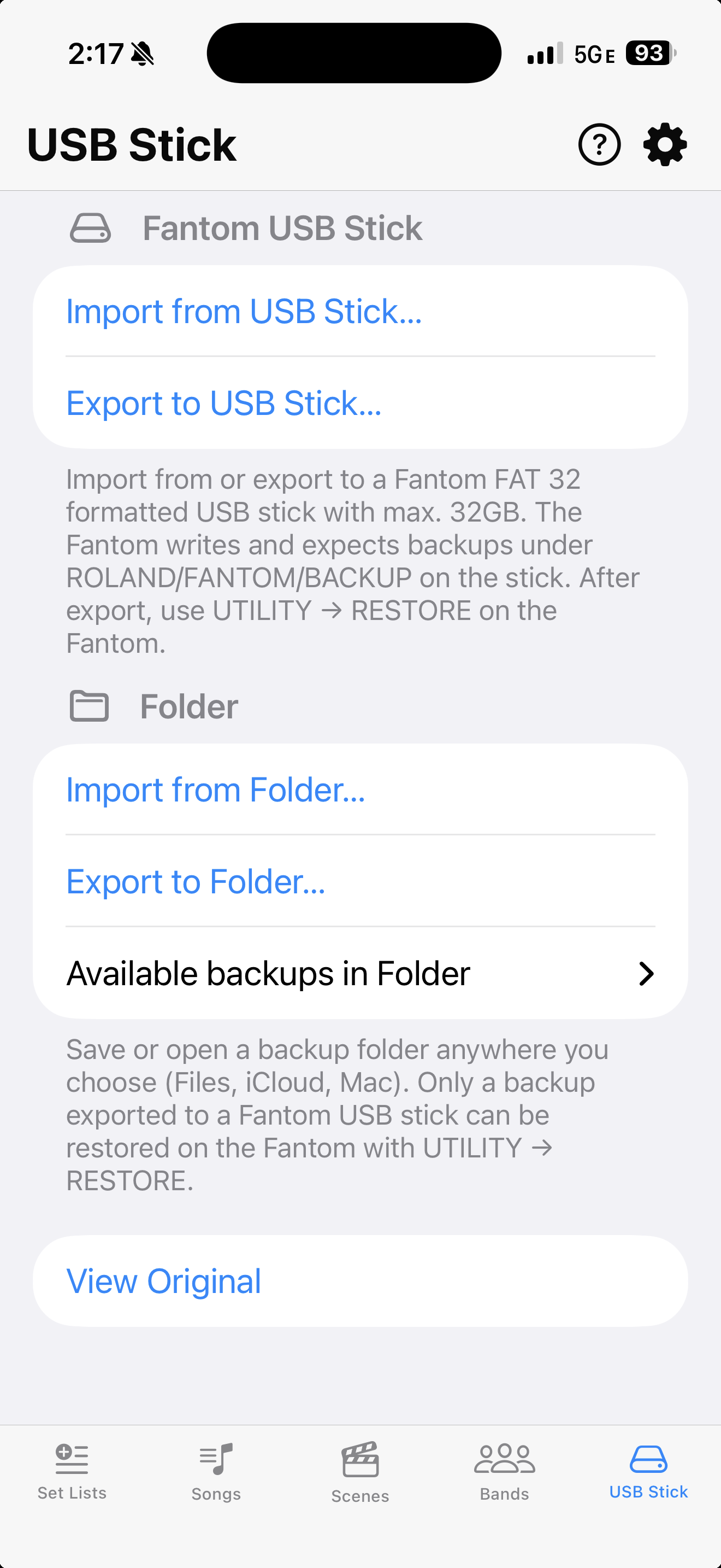USB Stick — Fantom USB Stick + Folder sections