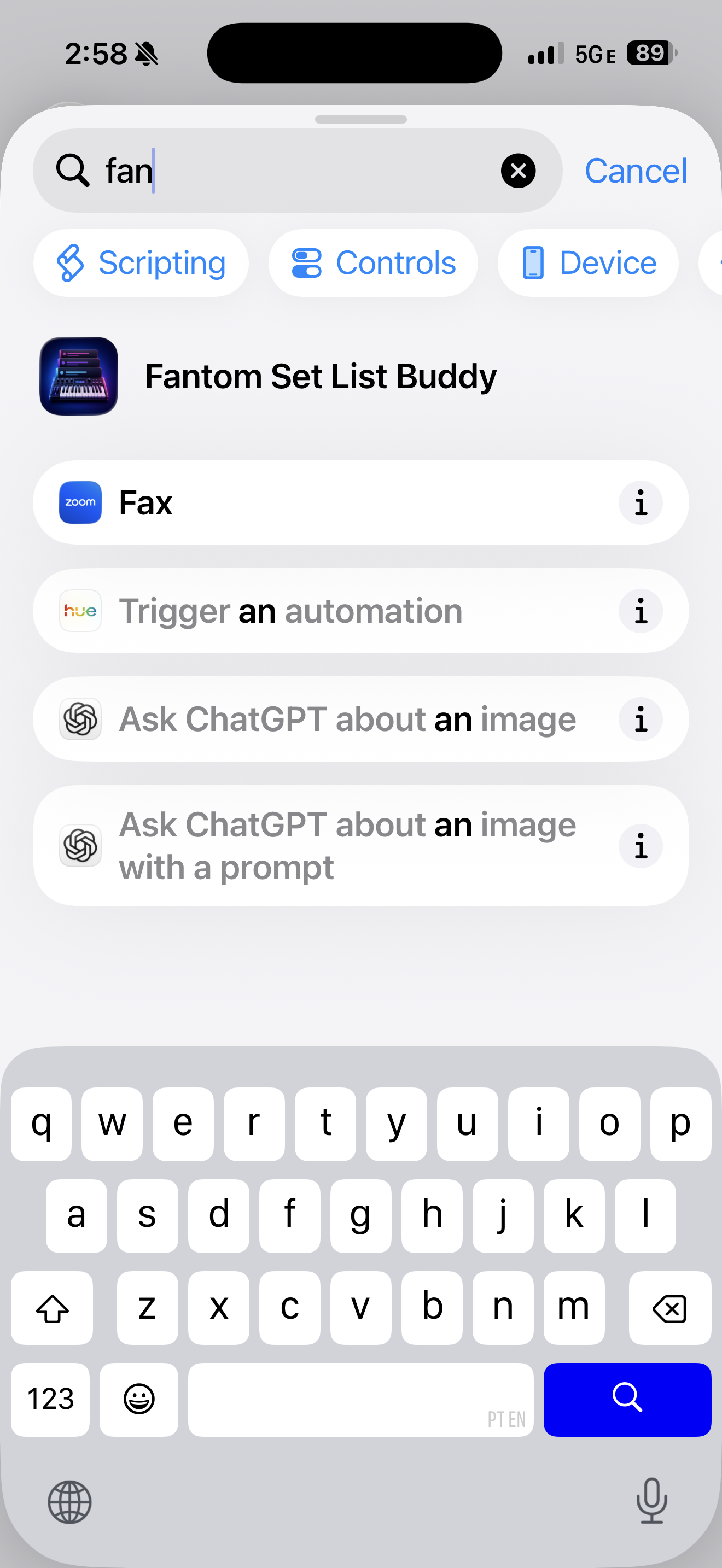 Search in Shortcuts